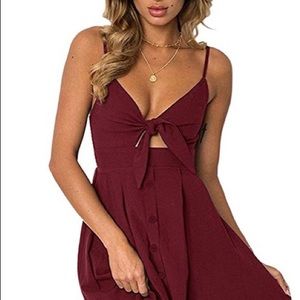 Maroon v neck dress